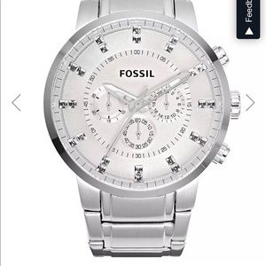 Men’s (women’s if you like big watches) Silver Fossil Gemstone Bling Watch
